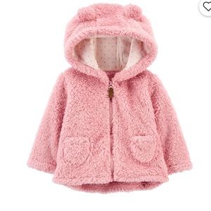 Sherpa zip-up pink jacket. Size 3 months